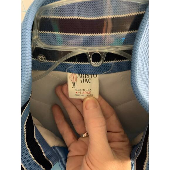 Aristo Jac 1980s Vintage Blue Unisex Windbreaker Car Theme Bomber Jacket Size XL - Picture 3 of 10